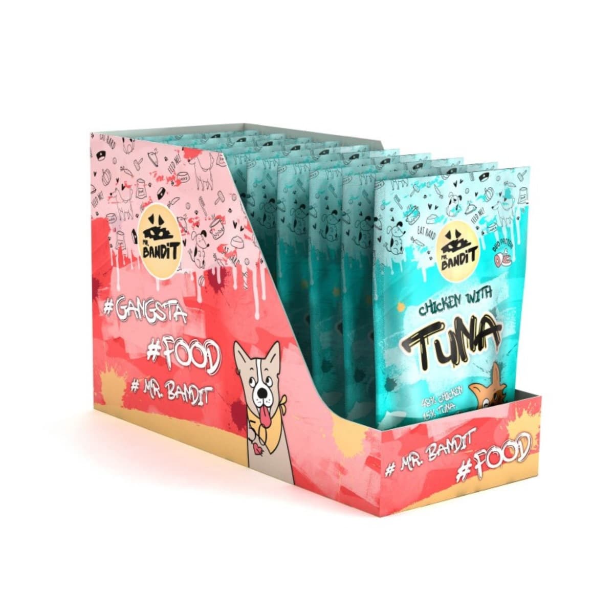 MR. BANDIT Pachet Plicuri Hrana Umeda Pentru Caini, Carne de Pui si Ton in Sos, 10x180g