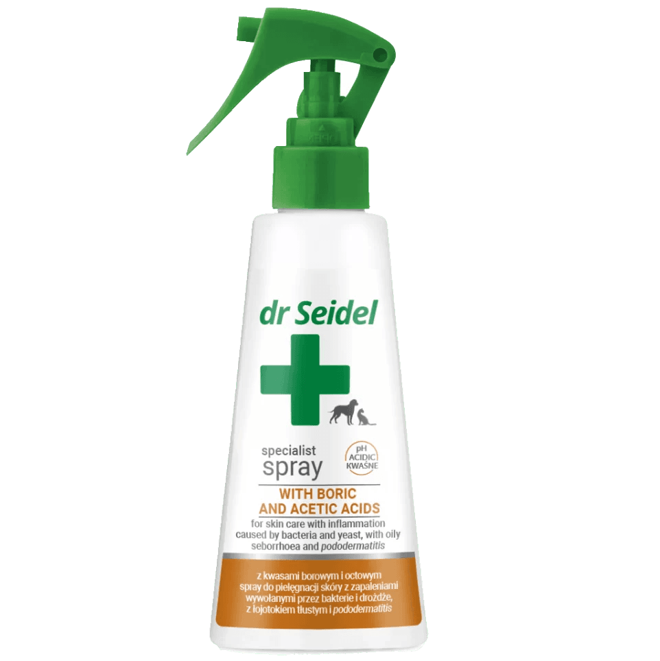 DR. SEIDEL Specialist, Spray Dermatocosmetic, cu Acid Boric si Acid Acetic, Pentru Caini si Pisici, 100ml