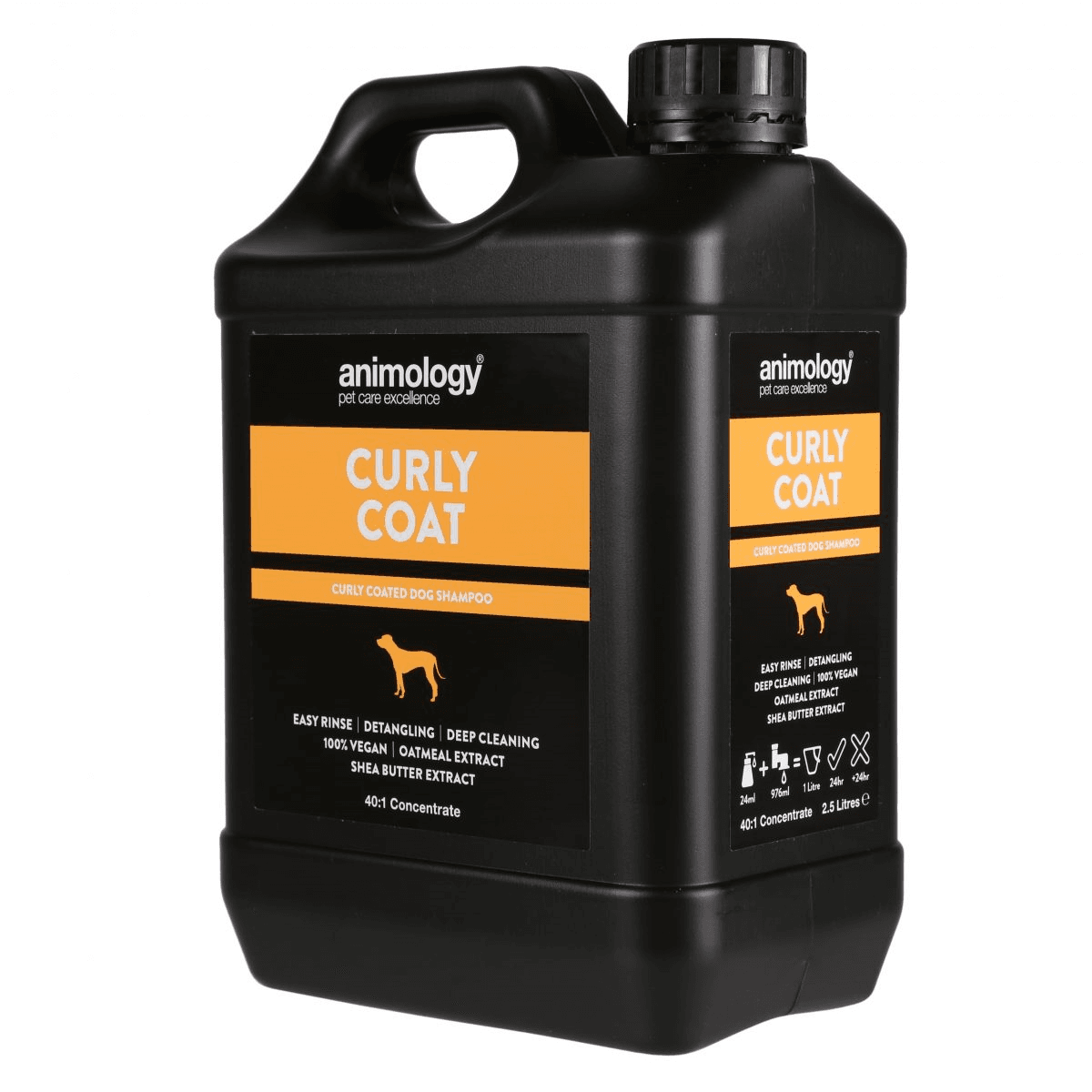 ANIMOLOGY Curly Coat, Sampon Vegan Concentrat 1:40, cu Fulgi de Ovaz si Unt de Shea, Pentru Caini cu Par Carliontat sau Cret, 2.5L