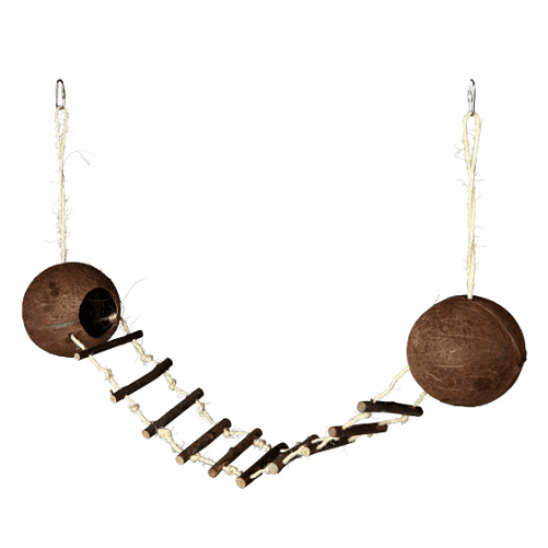 Set 2 Casute din Cocos cu Scarita Pentru Hamsteri si Alte Rozatoare Mici