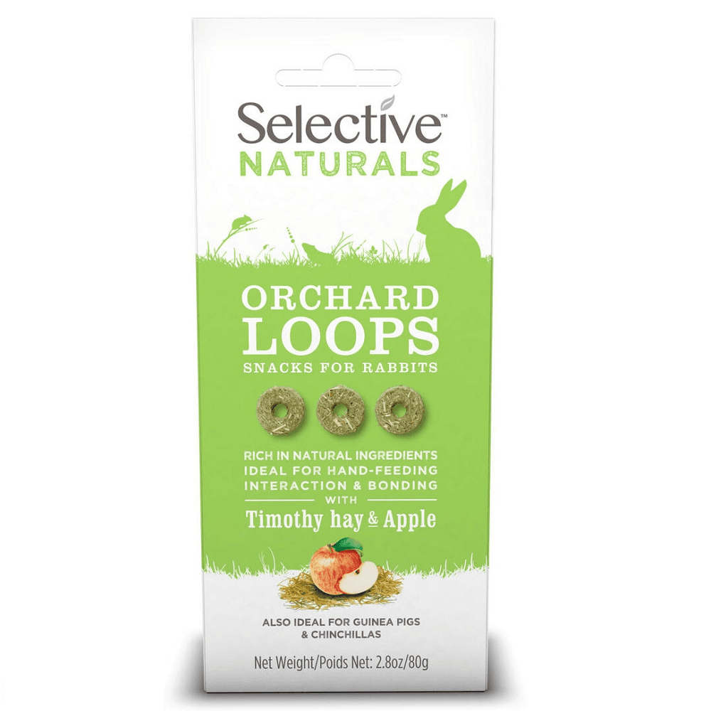 SELECTIVE NATURALS Orchard Loops, Inele Naturale cu Mere si Fan, Recompense Rozatoare, 80g
