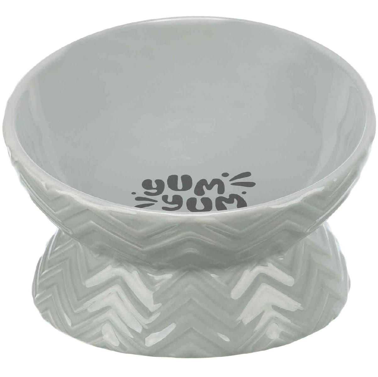 Castron Ceramic Inaltat, Ergonomic, Pentru Caini, Gri, 350ml