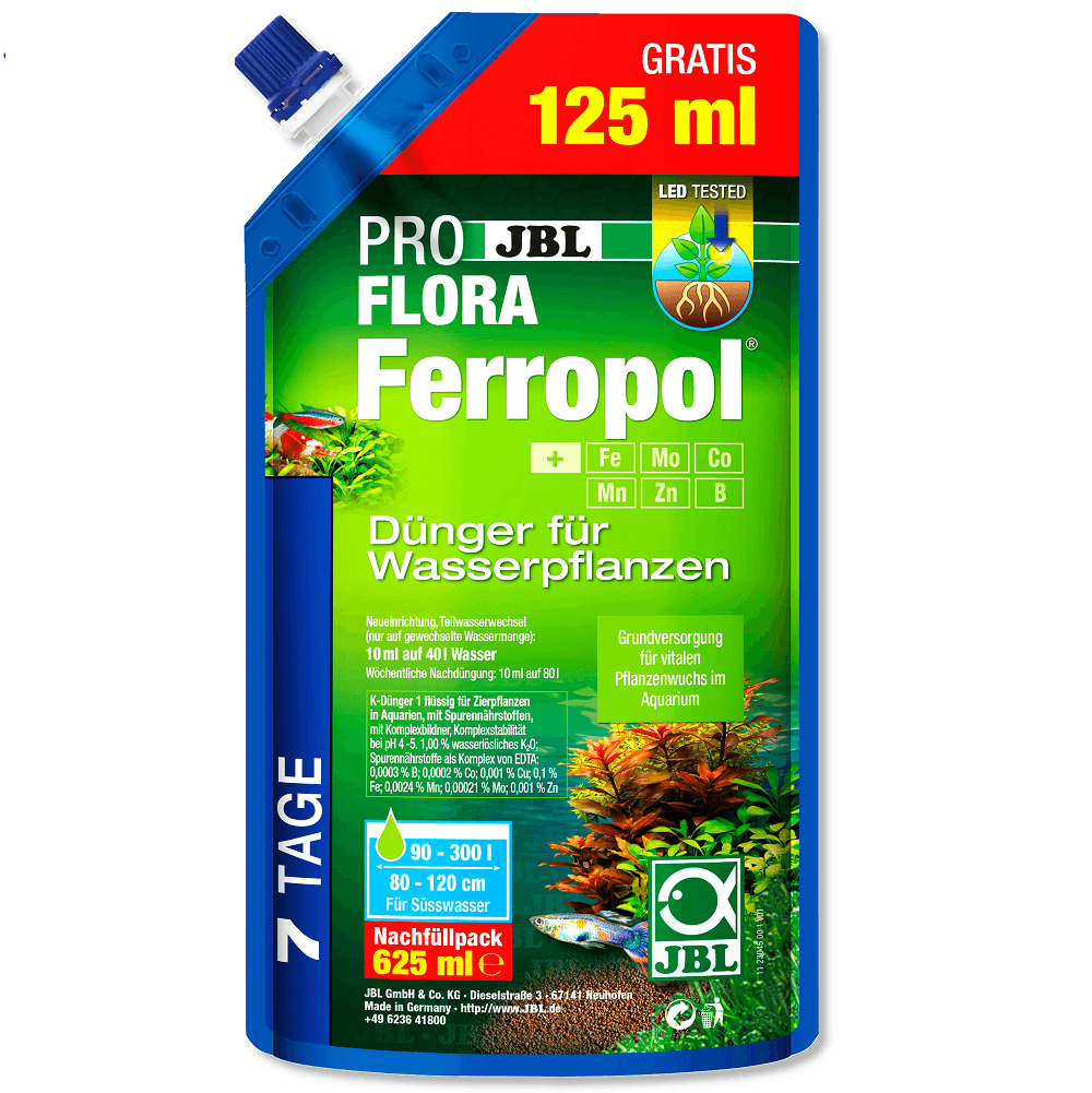 JBL PROFLORA Ferropol Refill, Fertilizator Lichid Pentru Plante de Acvarii Apa Dulce, 625ml Pentru 2500L Apa