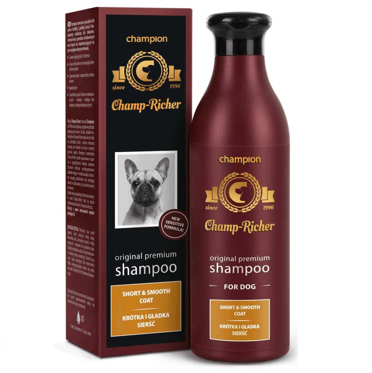 CHAMP RICHER, Sampon Profesional Concentrat 1:5, Pentru Caini cu Blana Scurta si Neteda, 250ml