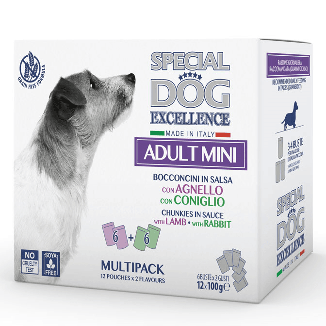 MONGE Special Dog Excellence Mini, cu Miel si Iepure, Set Plicuri Hrana Umeda Pentru Caini, 12x100g